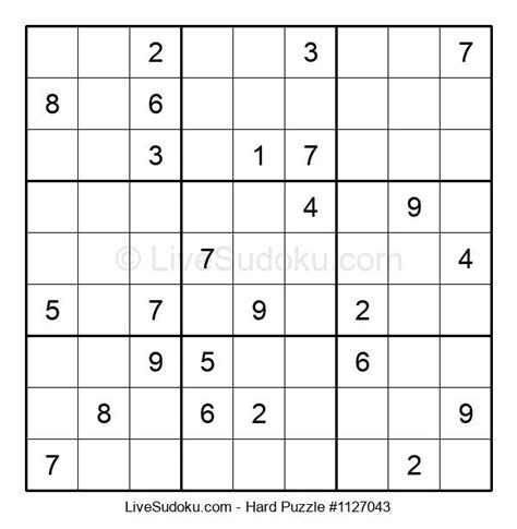 Hard Sudoku Online #1127043 - Live Sudoku