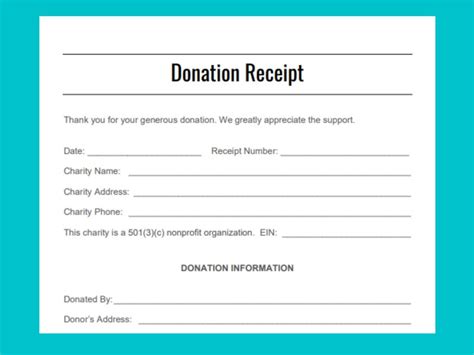 Nonprofit Charity Donation Gift Receipt, PDF, DOCX Word Doc, 501c3 ...