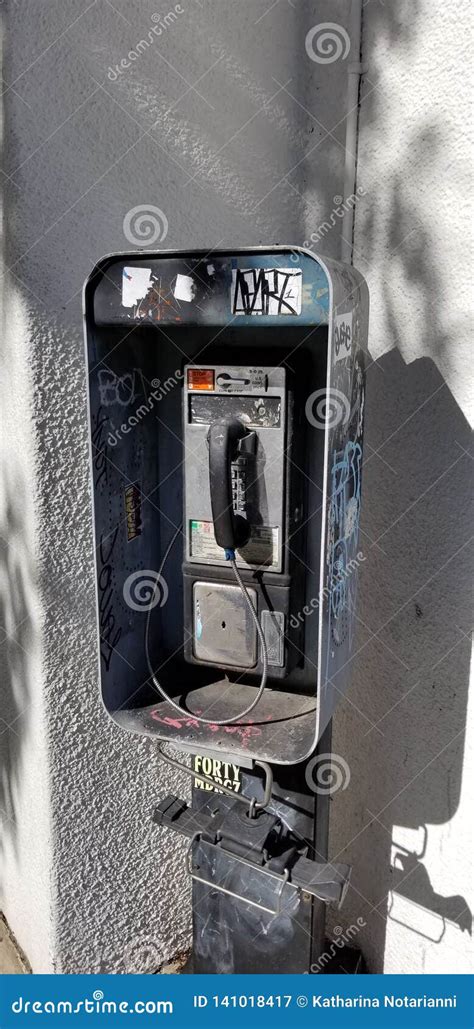 Pay Phone Booth with Graffiti Art Editorial Photography - Image of ...