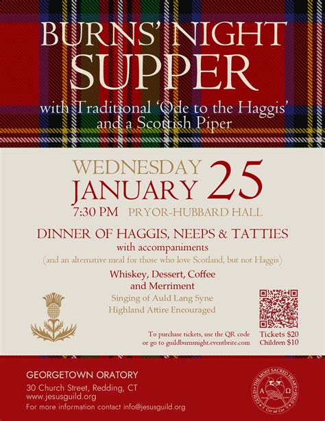 Burns’ Night Supper – January 25th – Jesus Guild