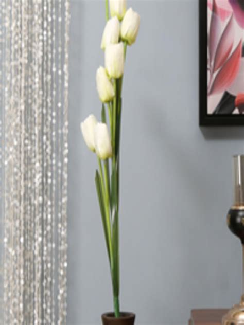 Buy Athome By Nilkamal White Green Artificial Tulip Flower Stick