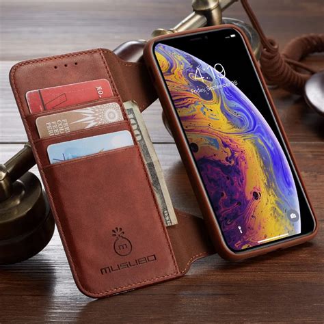 For Iphone Xs Max Xr Case Pu Leather Removable Wallet Magnetic Flip