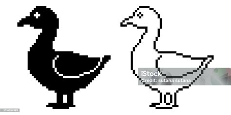 Pixel Art Goose Icon Stock Illustration Download Image Now