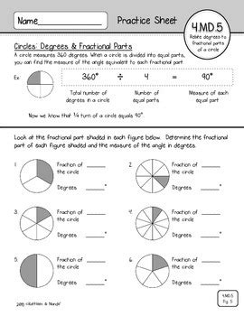 Md Practice Sheets Relating Angles Degrees Fractional Parts Of