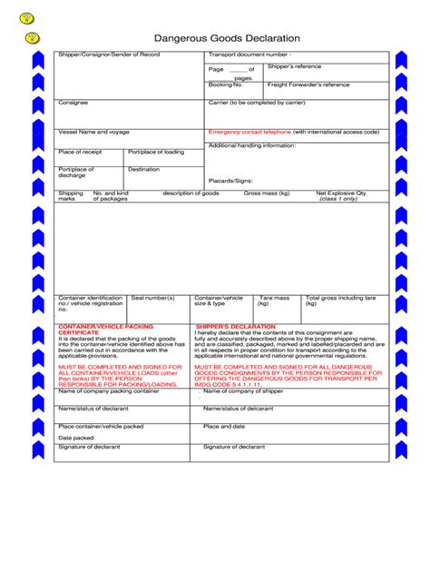 Imo Dangerous Goods Declaration Example Fill Online Printable Fillable Blank Pdffiller