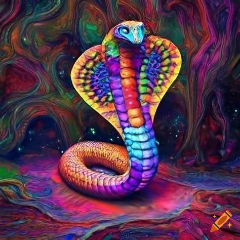 Surrealistic Image Of A Cosmic Cobra In A Prehistoric Cavern