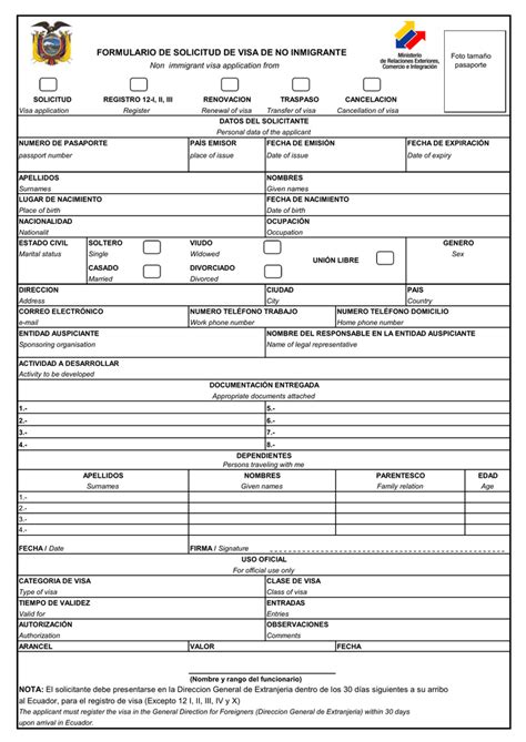 Visa Prosessing Registro De Visas Forma De La Solicitud De Visado Hot
