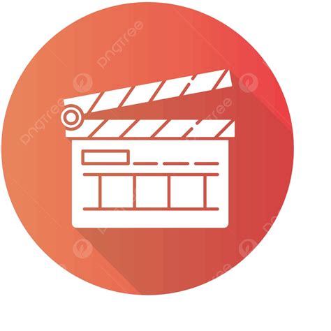 Flat Design Longshadow Glyph Icon Of A Red Clapperboard Vector