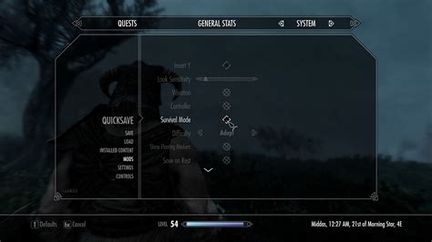 How To Turn On Survival Mode In Skyrim