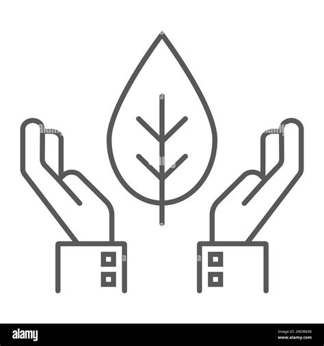 Hands Holding Plant Thin Line Icon Ecology And Energy Plant Conservation Sign Vector Graphics