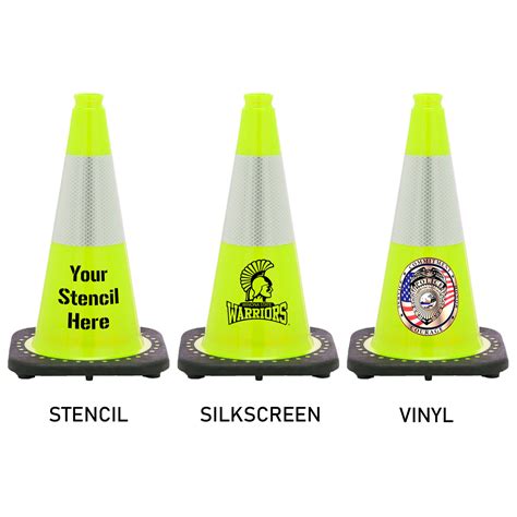 18 Lime Green Cone W Black Base W Reflective Collar 6 Traffic Cones