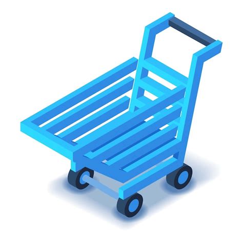 Icono de carrito de compras azul ilustración isométrica del icono de