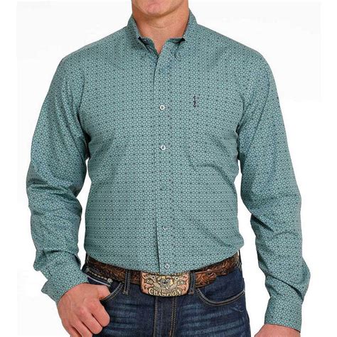 Cinch Mens Long Sleeve Print Button Down Fringe Western Wear