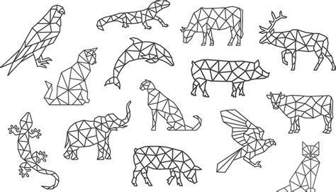 Polygonal animals set SVG and DXF vectors – DXF DOWNLOADS – Files for ...