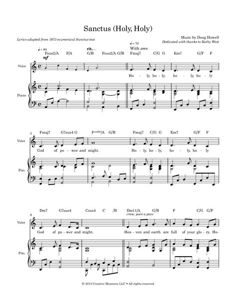 Sanctus Holy Holy By Doug Howell Sheet Music For Piano Vocal