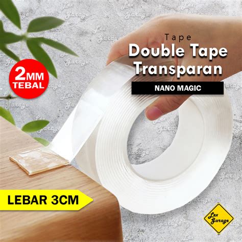 Jual Double Tape Super Kuat Doble Dobel Tip Bening Transparan Shopee