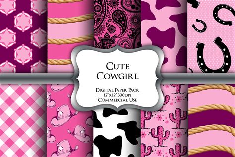 Cute Cowgirl Digital Paper Pack