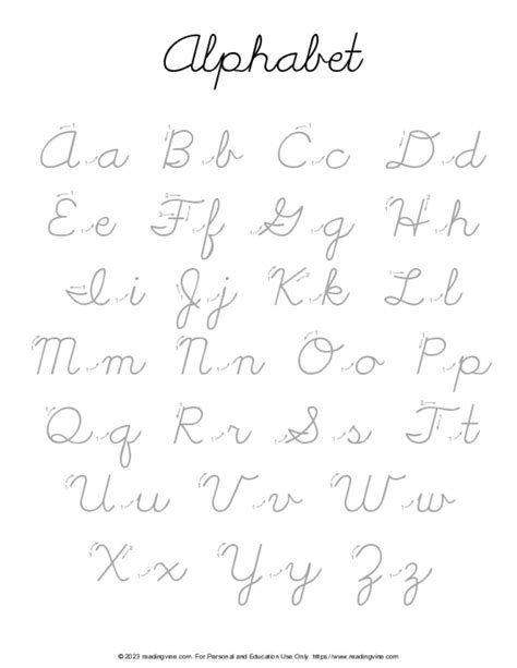 Cursive Alphabet Chart Upper and Lower with Guides-Image - ReadingVine