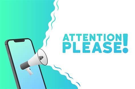 Premium Vector Attention Please Sign Flat Blue Phone Mockup Phone