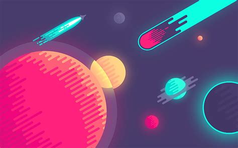 HD wallpaper: planet illustration, space, circles, graphics, minimalism ...