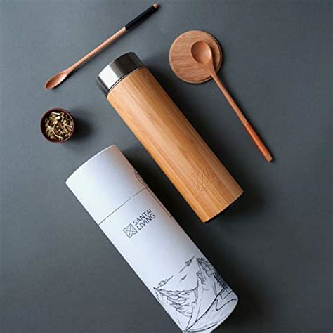 Santai Living Premium Bamboo Thermos With Tea Infuser Super Strainer