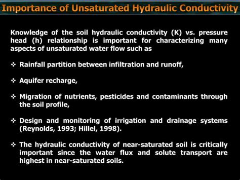 Unsaturated Hydraulic Conductivity Of Soil Ppt