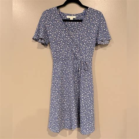 Monteau Dresses Monteau Blue Floral Wrap Dress With Flutter Sleeves