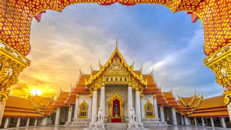 The Marble Temple Of Wat Benchamabhopit Buddhist Temple In Bangkok Thailand Android Wallpapers ...