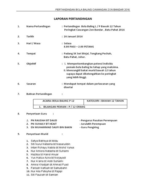 Laporan Pertandingan Bola Baling Mssc 2016 Pdf