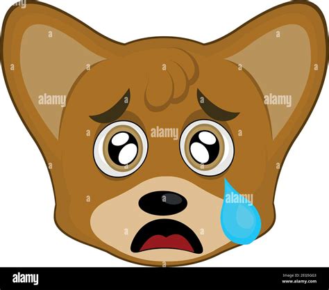 .Vector illustration of the face of a cartoon fox with a sad expression ...