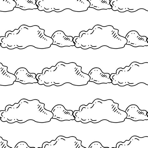 Premium Vector Doodle Cute Ink Pen Cloud Seamless Pattern