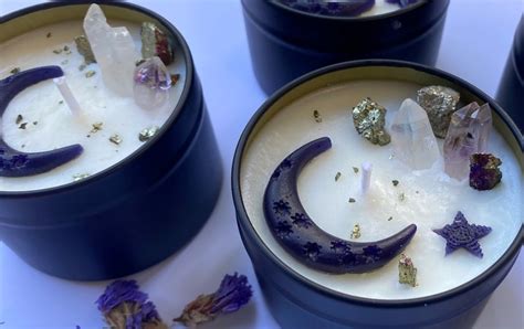 Candle Crescent Moon Intention Candles With Etsy