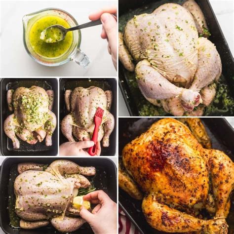 Juicy Roast Chicken Recipe With Herb Garlic Butter Little Sunny Kitchen