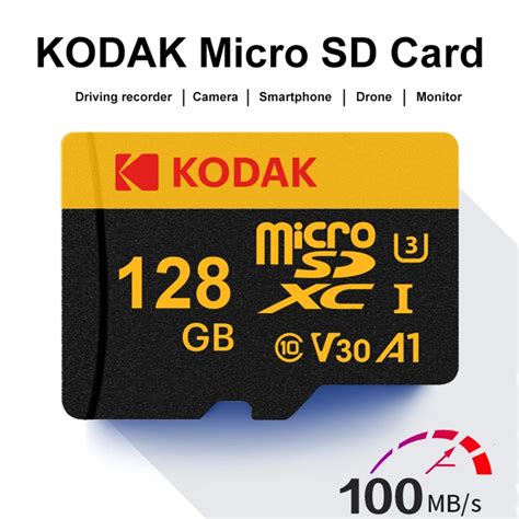 KODAK Micro SD 128GB 256GB Karta Pami Ci Flash 32GB 64GB U3 TF Karta 4K