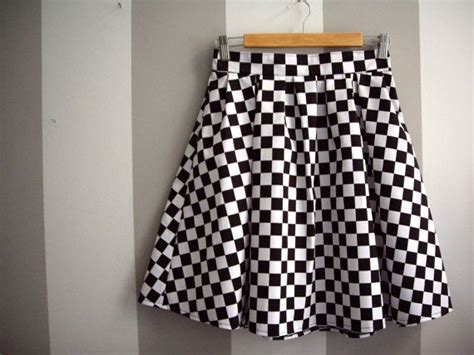 Black And White Skirt Cotton Checkered Skirt By Cruelcandy Black