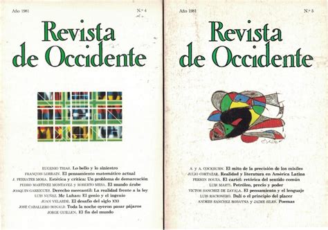 REVISTA DE OCCIDENTE Año 1981 Nº 4 5 6 7 8 EXTRA I 9 AÑO