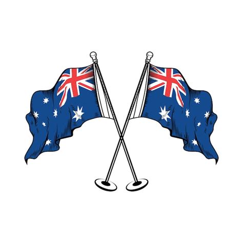 premium vector australia cross flag   flagpole vector crossed