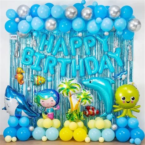 Unterwasser Party Set Kinder Geburtstag Deko Fische Meerjungfrau Ballon