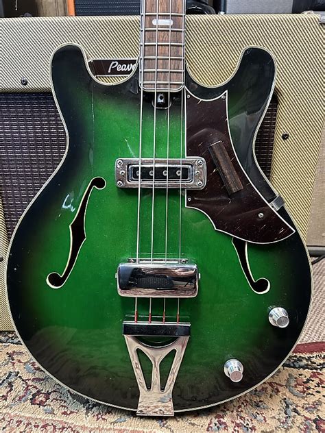 Sekova Double Cutaway Hollowbody Bass Guitar 1960s Green Reverb