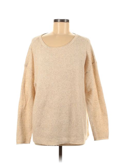 Assorted Brands Color Block Solid Tan Ivory Pullover Sweater Size Med