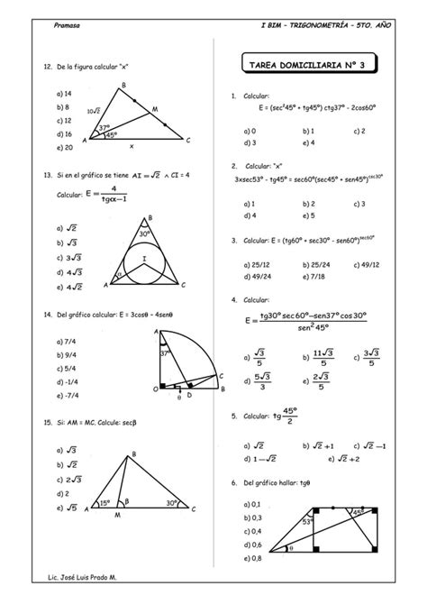 Guia 3 Razones Trigonométricas De ángulos Notables Pdf