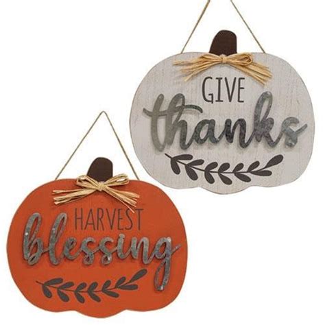 Harvest Blessings Wood Hanging Sign Asstd Harvest Blessings