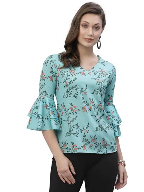 Buy Style Quotient Women Green Floral Print Crepe Top Online At Best Prices In India Jiomart