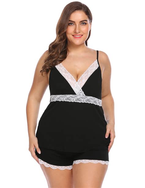 Involand Womens Plus Size Pajama Sets Womens Sexy Sleepwear Viscose Cami And Shorts Set