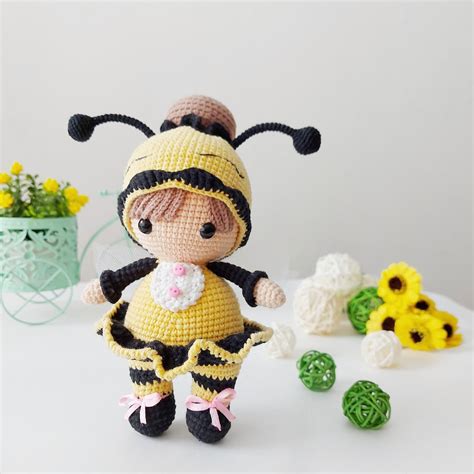 Crochet Honey Bee Amigurumi Pattern Cute Spring Doll Bumble Etsy