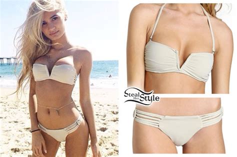 Pia Mia Perez V Neck Bandeau Bikini Steal Her Style