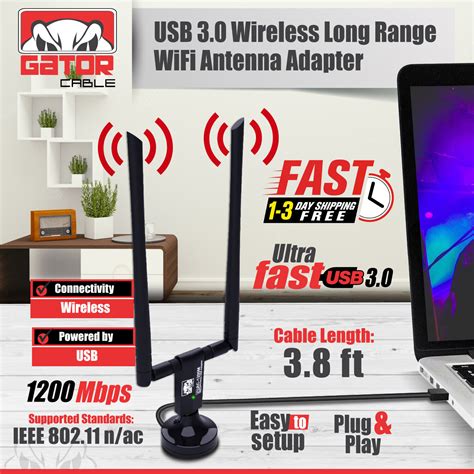 Wifi Wireless Antenna Usb 30 Adapter Long Range 1200mbps Dual Band 5ghz 24ghz Ebay