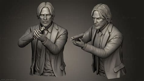 Busts And Bas Reliefs Of Famous People John Wick With A Gun Bustc