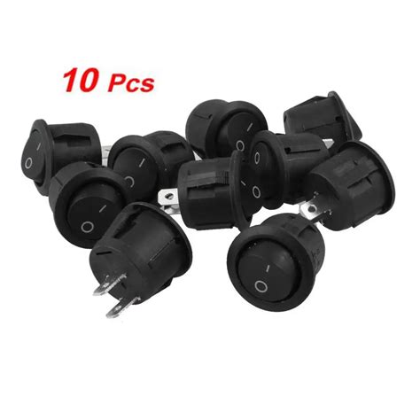 10pcs Lot AC 6A 10A 250V On Off Snap In SPST Round Boat Rocker Switch