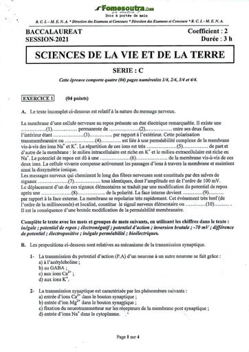 Sujet Corrig Et Bar Me De Svt Bac C